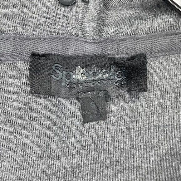 SPLENDID Womens Black Faux Shearling Jacket Sz Small S Hooded Patch-Pockets - Picture 10 of 10